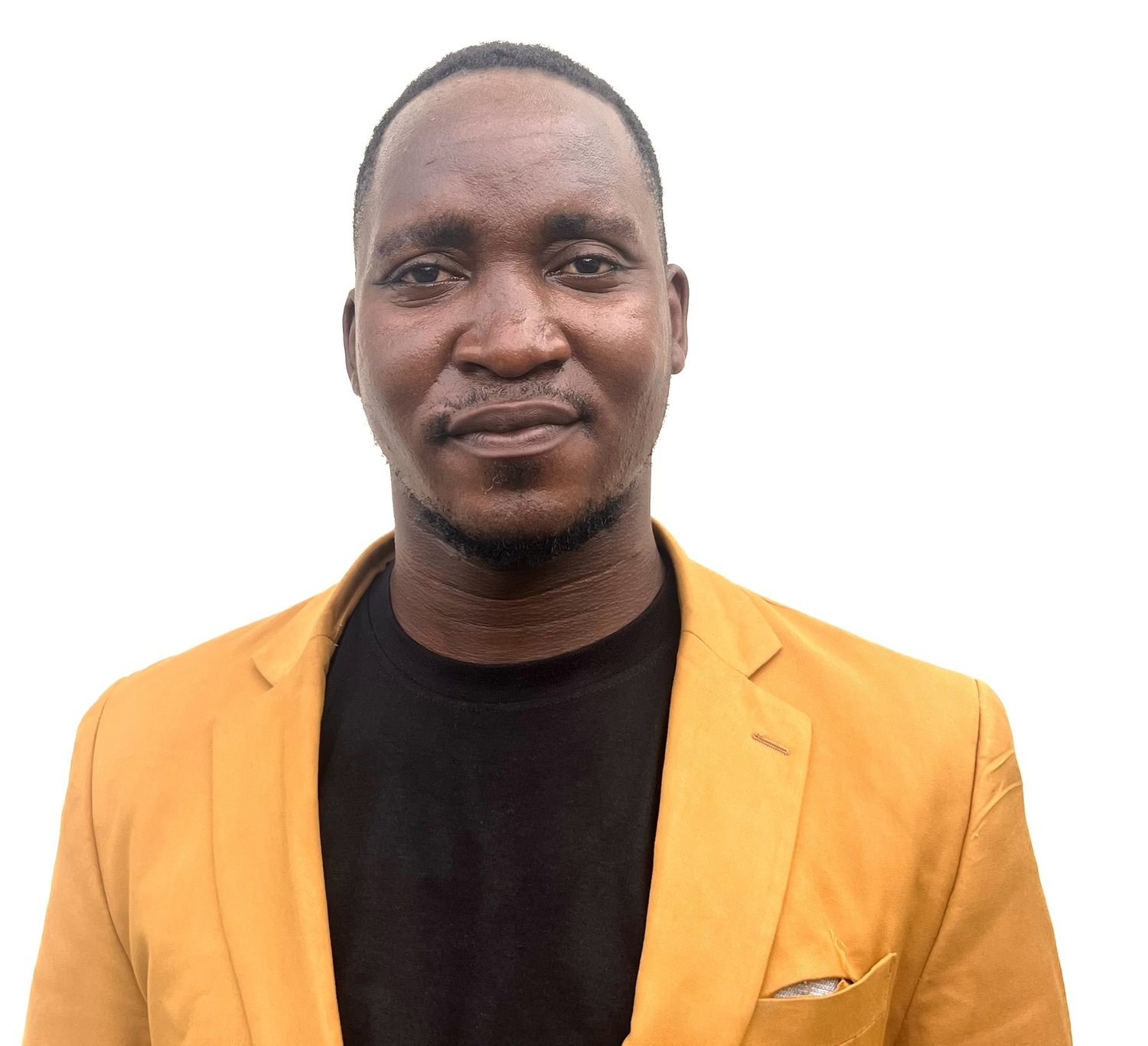 Emmanuel S. Blama in a yellow gold blazer